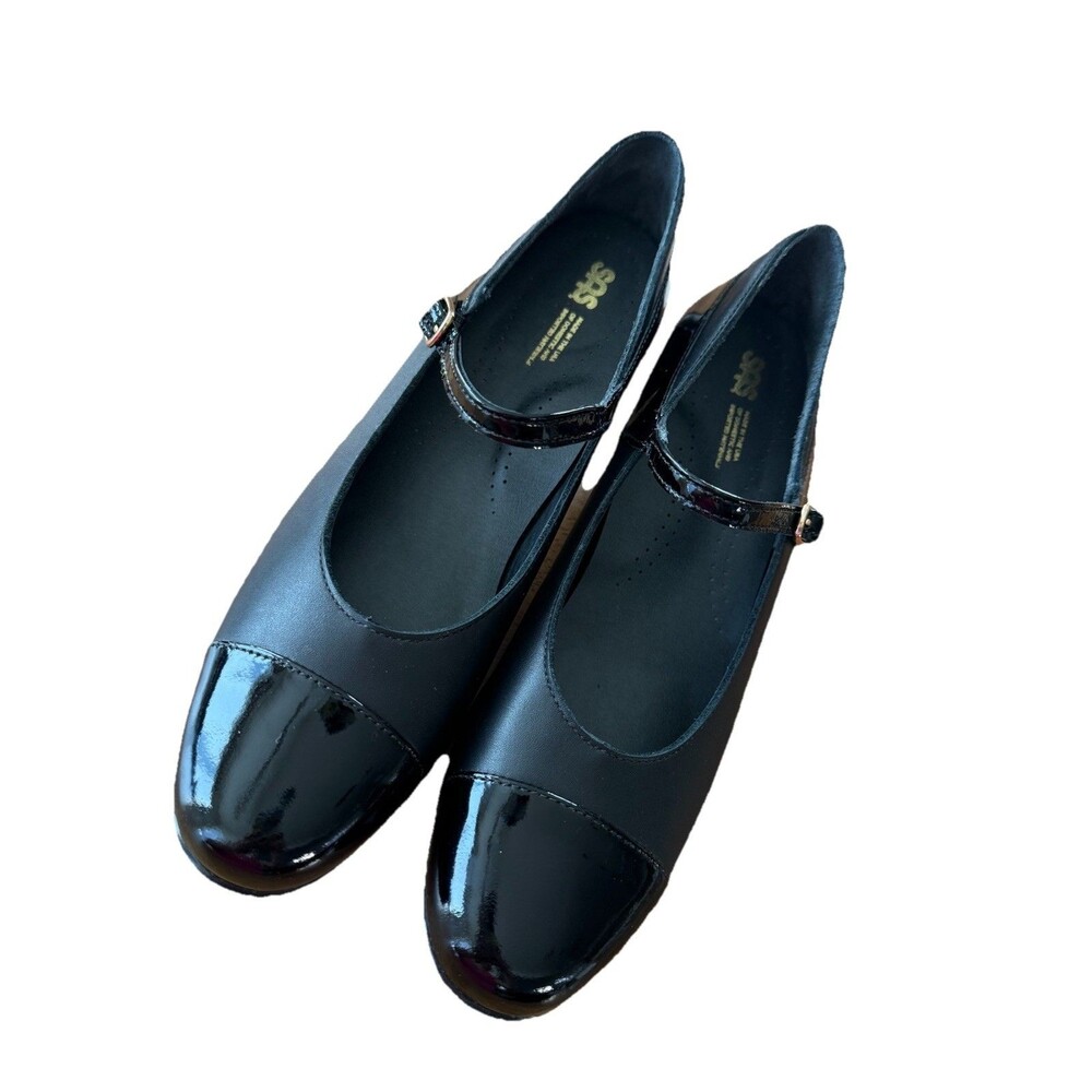 SAS‎ Isabel Mary Jane Heels Leather Black / Patent Comfort Low Heel SZ 10 Narrow